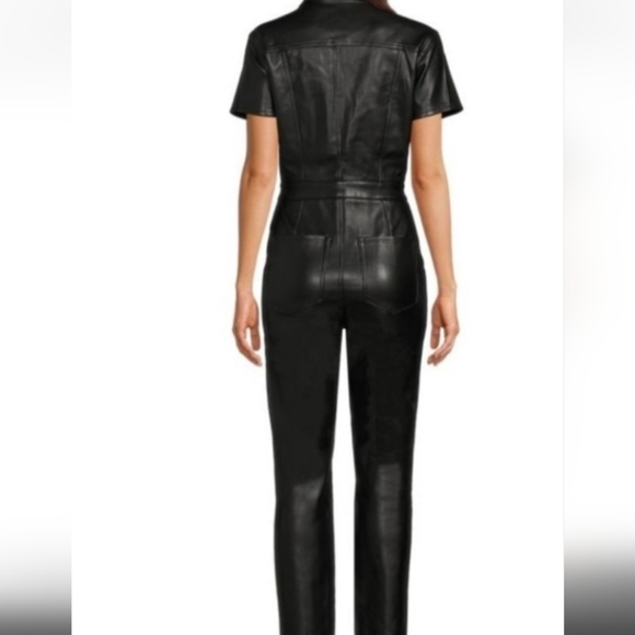 Good American Faux Black Leather Jumpsuit with Modern Edge Size 4 / XL - Picture 5 of 9